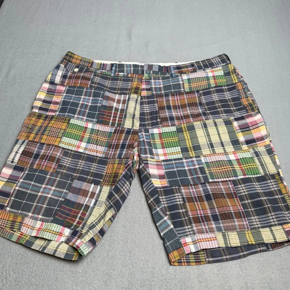 Polo Ralph Lauren Mens Patchwork Madras Plaid Cotton Shorts Multi Color Size 40